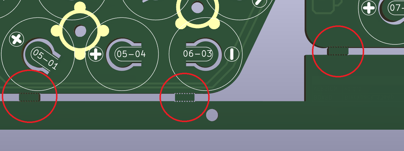 Mouse-bites (circled in red)