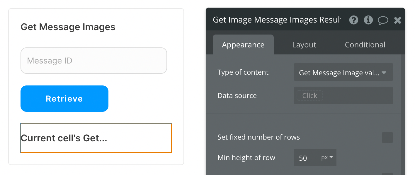 Select Get Message image value (Outlook) from the list of content types