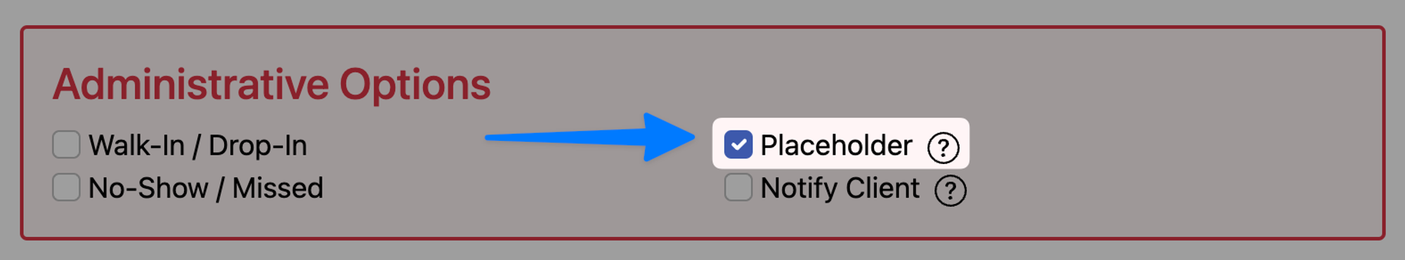Select the Placeholder box to the left of the word “Placeholder” to proactively mark block-off time for student leader work.