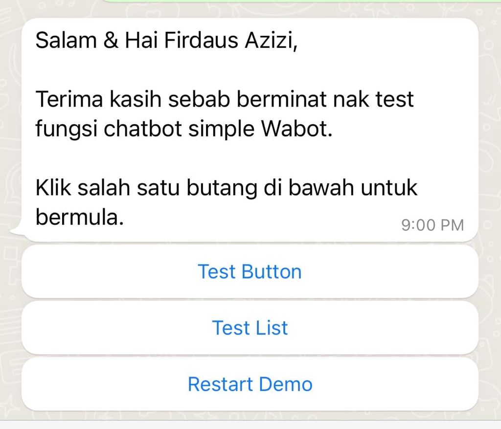 Contoh AutoReply Guna “Button”