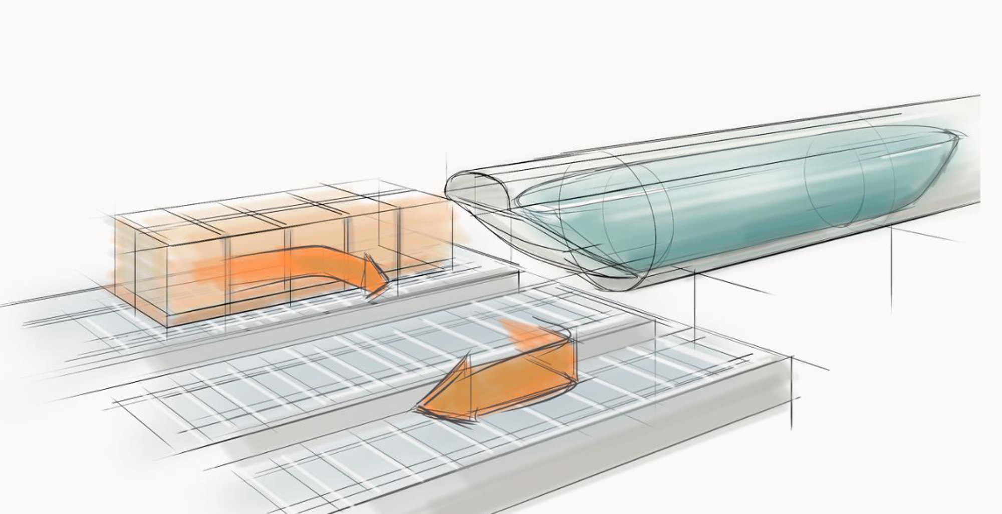 A sketch of the Cargo dock concept including the Cargo Interface Guideway.