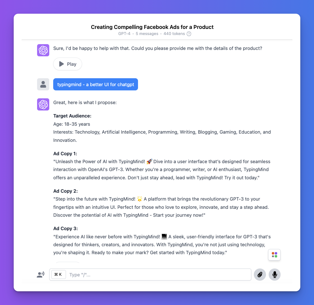 chatgpt for facebook ads