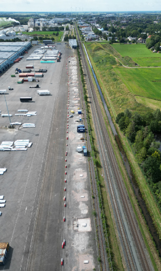 Figure 30: On-site aerial photo of the EHC during substructure construction.