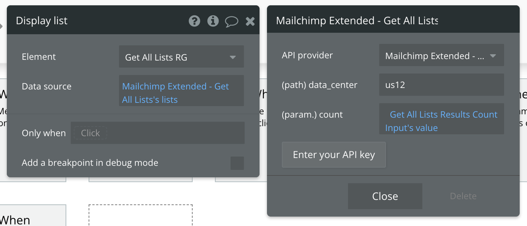 Select Mailchimp Extended - Get All List's lists for the data source