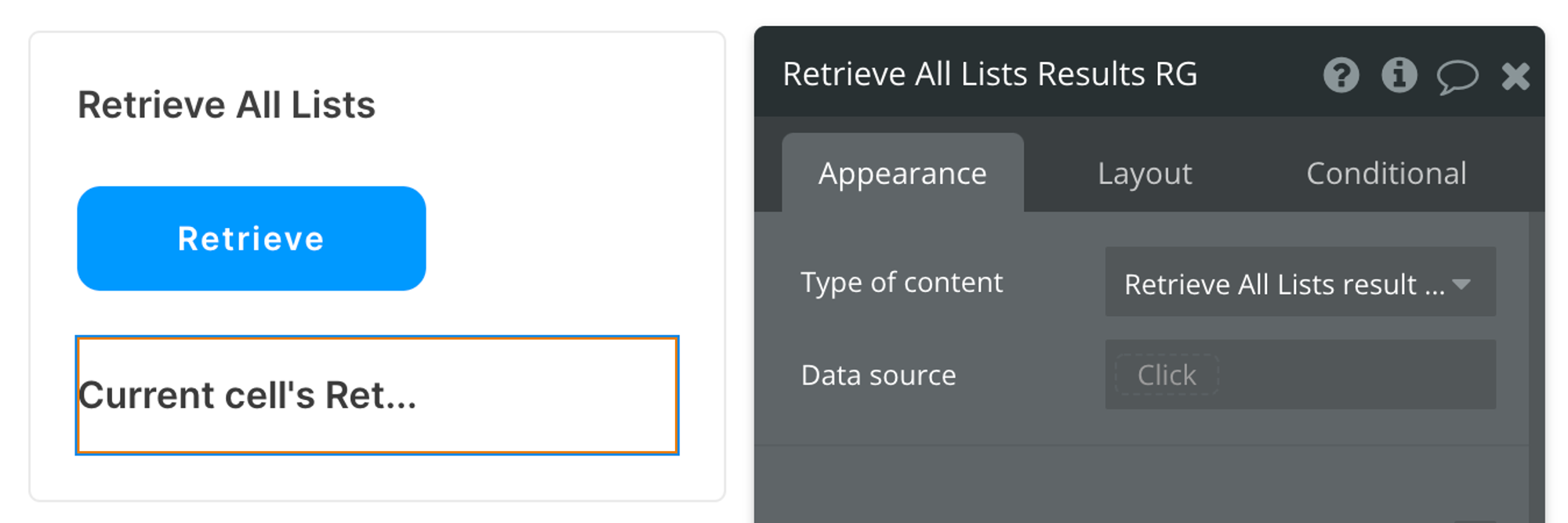 Select Retrieve All Lists (Sendgrid Campaigns) from the list of content types