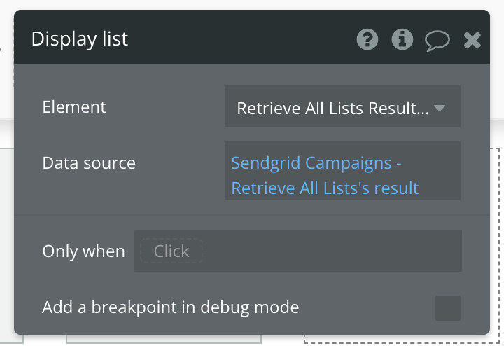 Select Sendgrid Campaigns - Retrieve All List's result for the data source