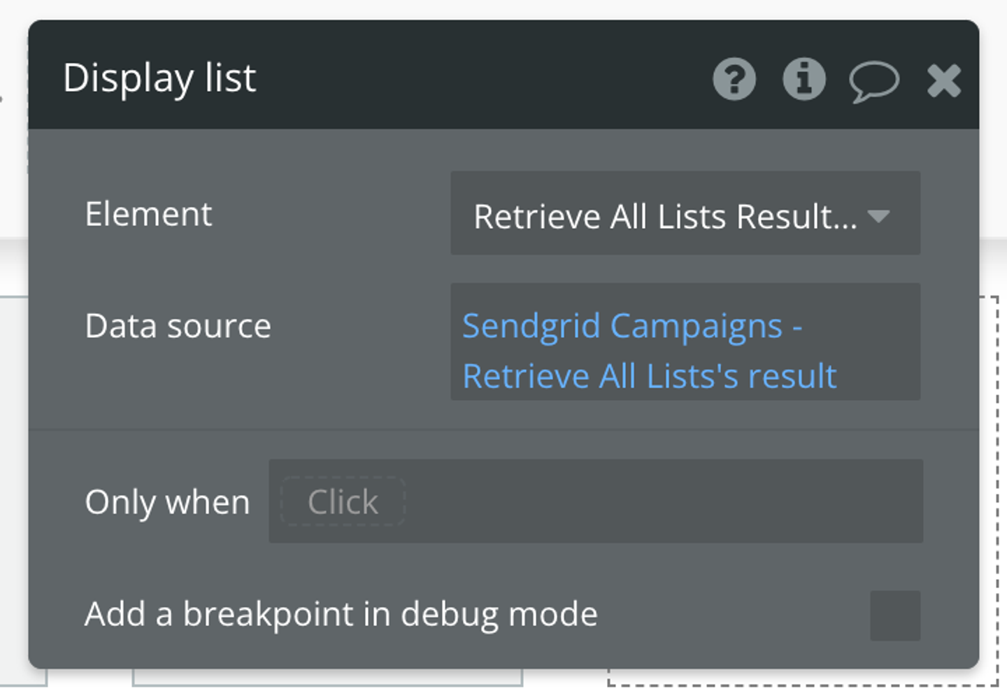 Select Sendgrid Campaigns - Retrieve All List's result for the data source