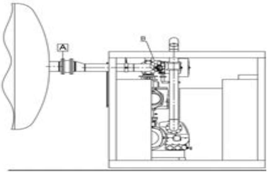 A drawing of a vacuum station connected to the end of a tube.