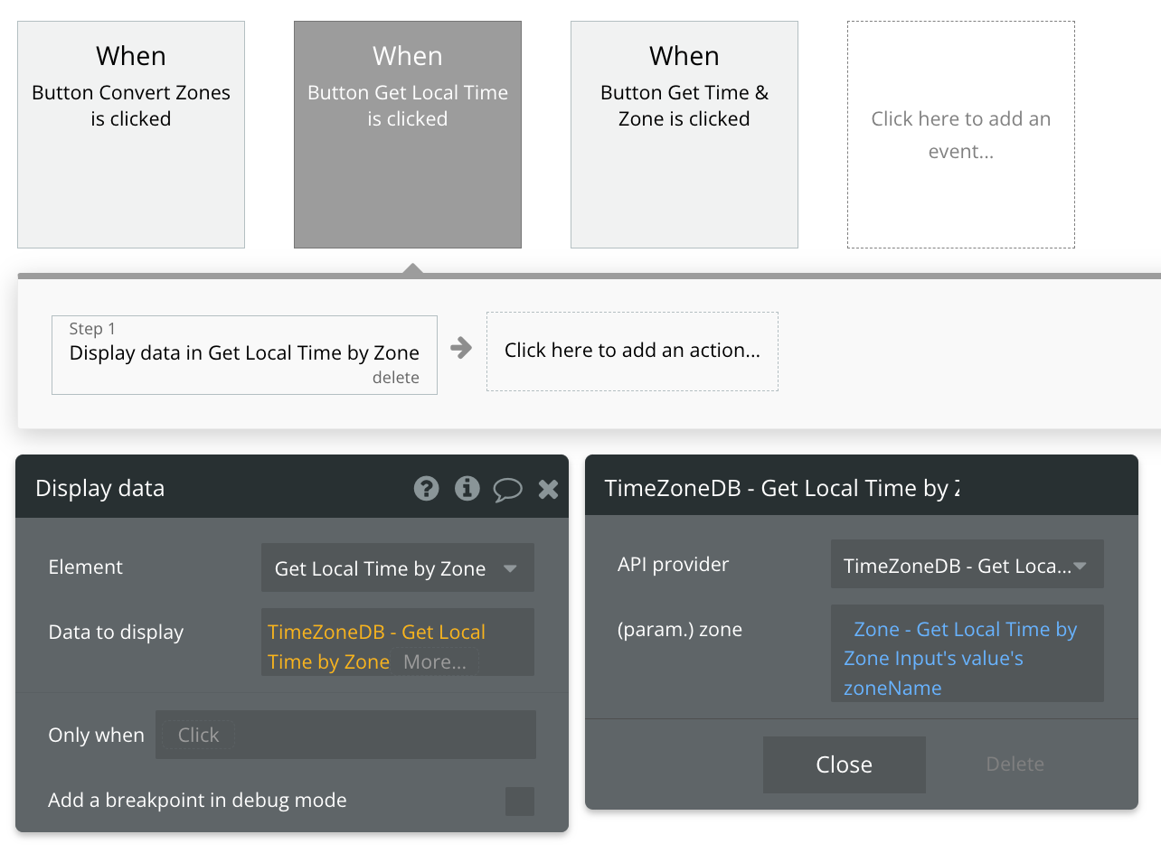 This API requires the zoneName attribute, so be sure to select that after selecting the value from this API call