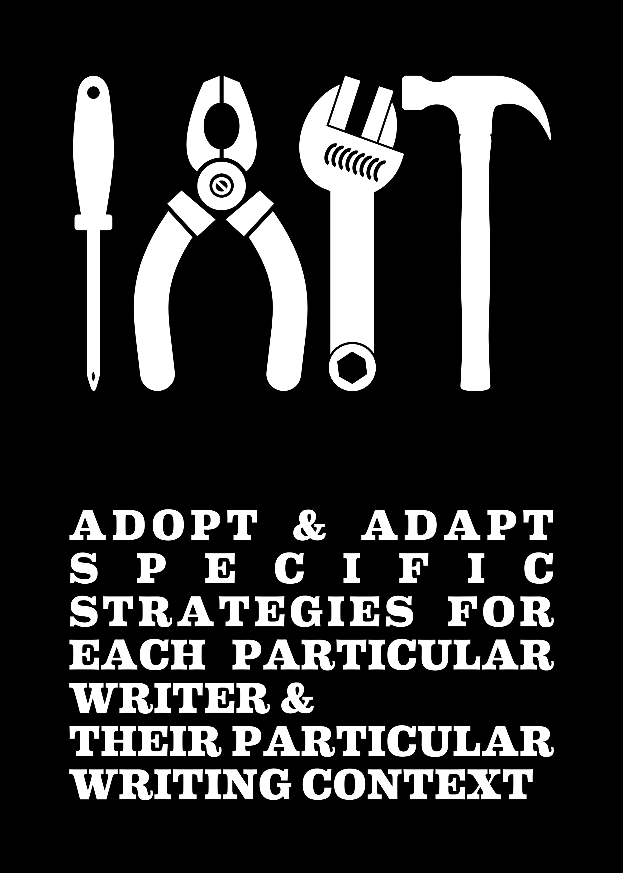 Adopt and adapt specific strategies for each particular writer and their particular writing context