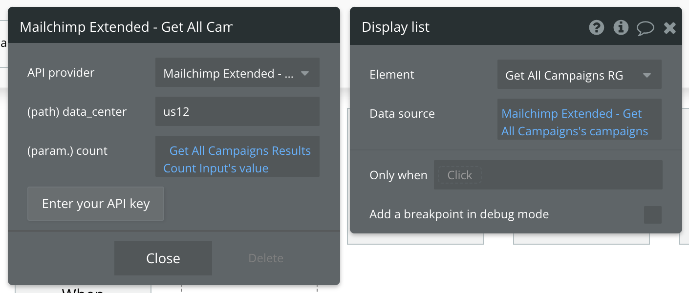 Select Mailchimp Extended - Get All Campaign's campaigns for the data source