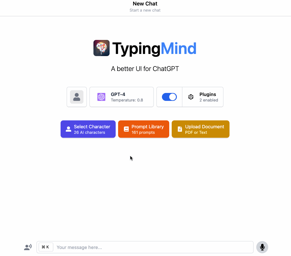 TypingMind Demo chat with System Instruction