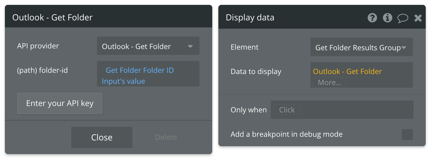 Select Outlook - Get Folder for the data source