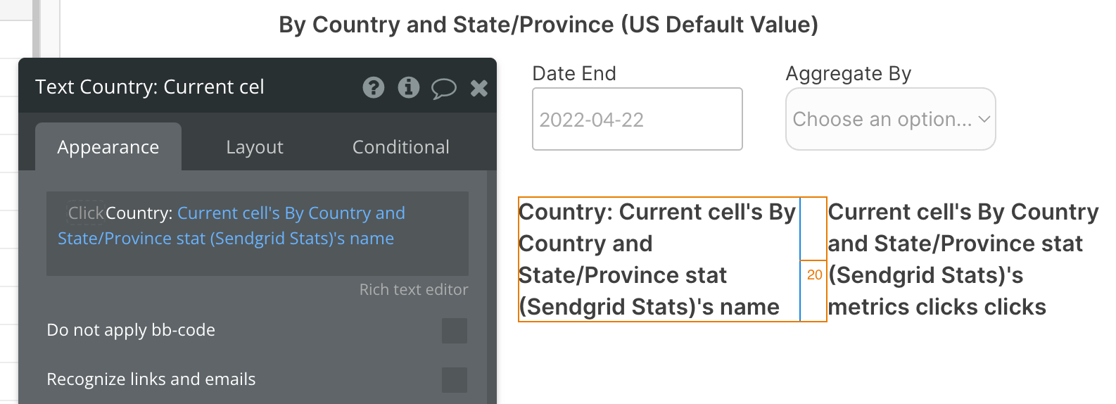 This text is inside the nested repeating group