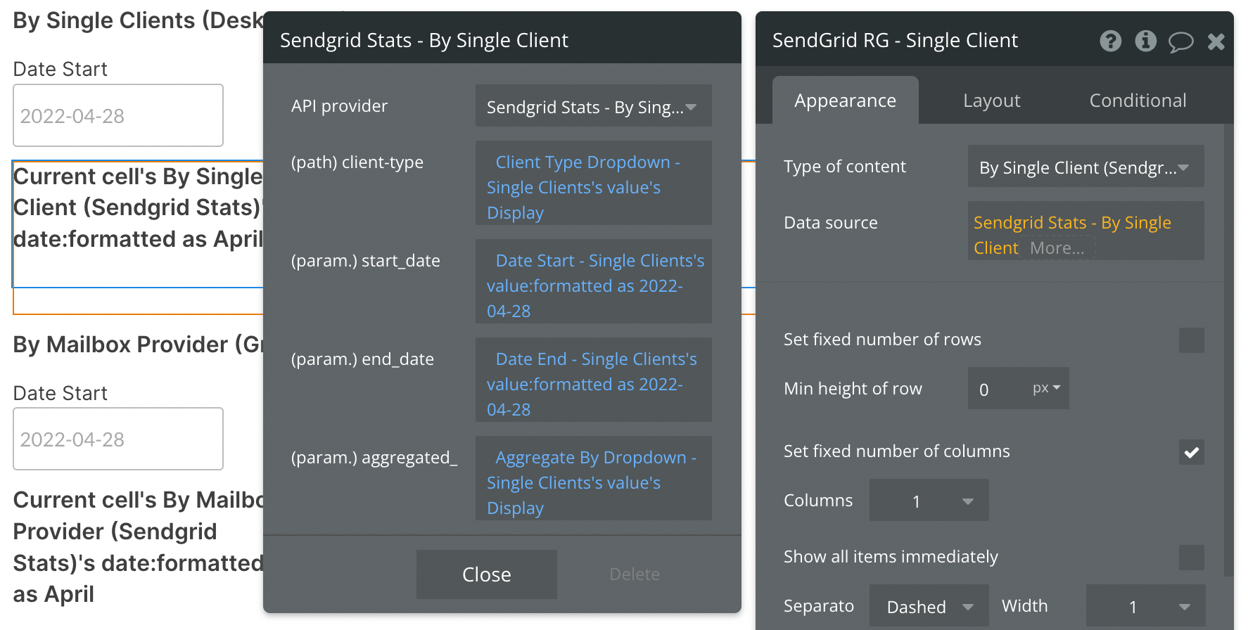 Select Sendgrid Stats - By Single Client from the API provider dropdown