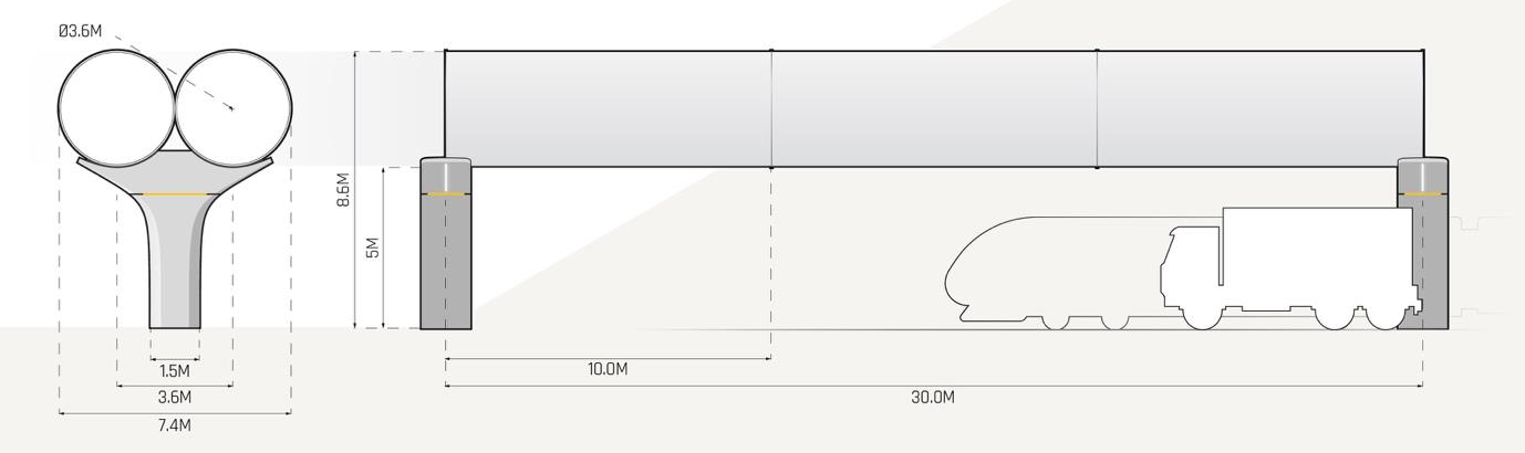 Longitudinal and cross-sectional view of the hyperstructure.