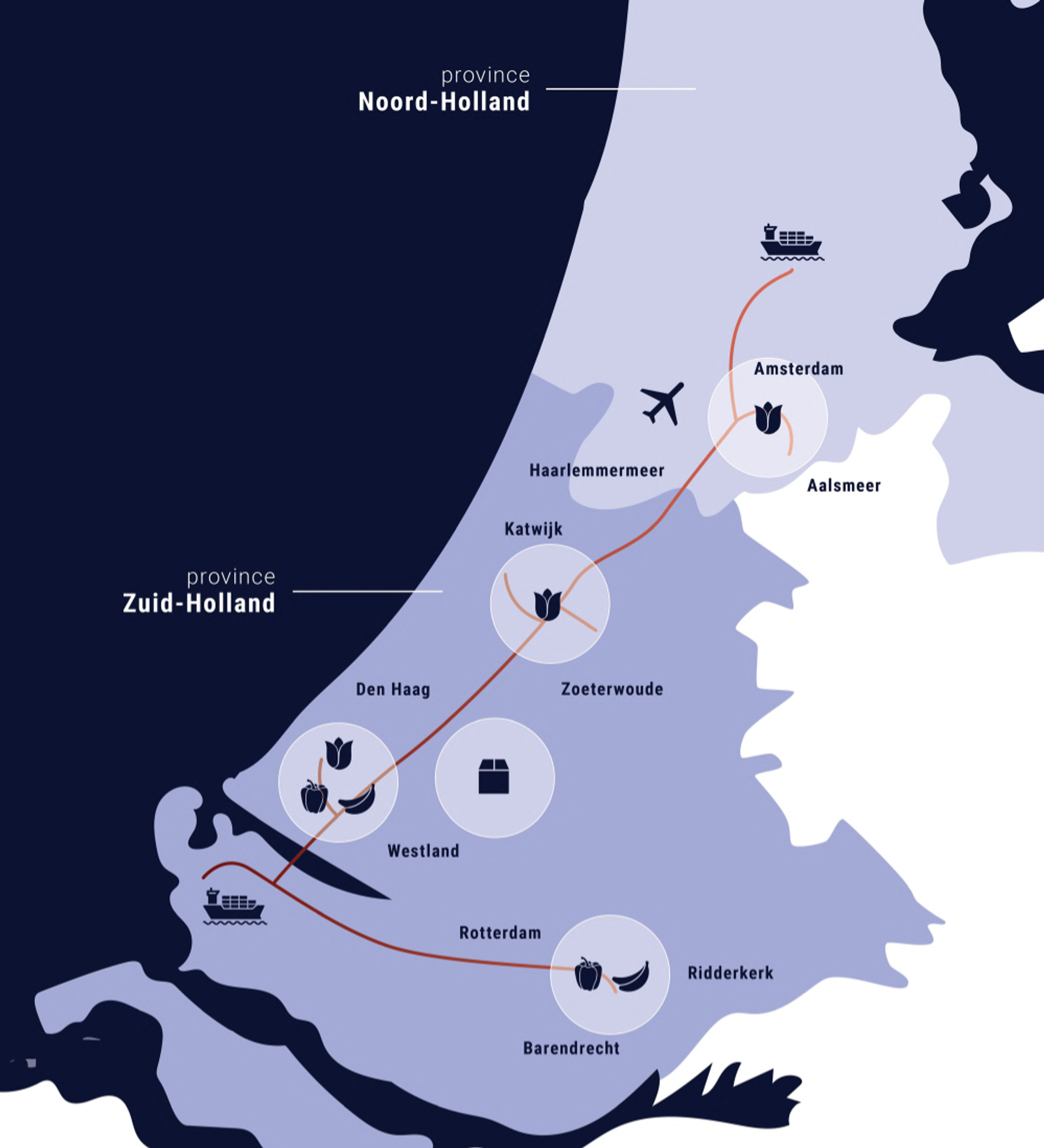 Project location of Cargo-hyperloop Holland corridor. 