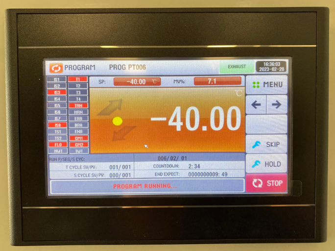 Picture of screen with temperature for UTPD