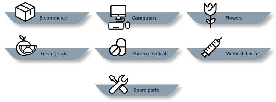 Types of goods suitable for hyperloop freight.