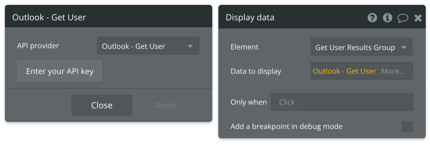 Select Outlook - Get User for the data source