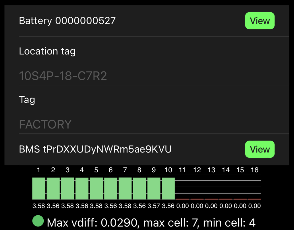 Picture of information of battery use for the test