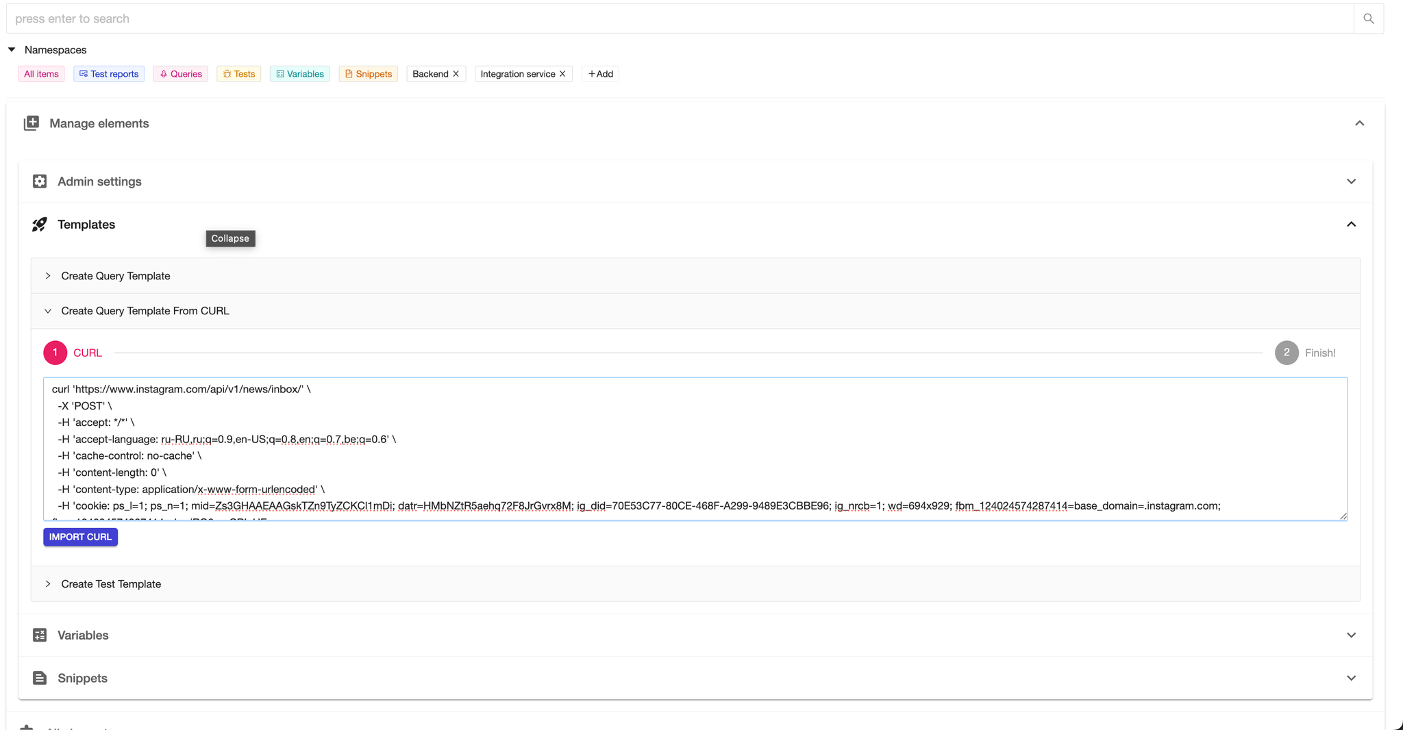cUrl import in PostuLatte