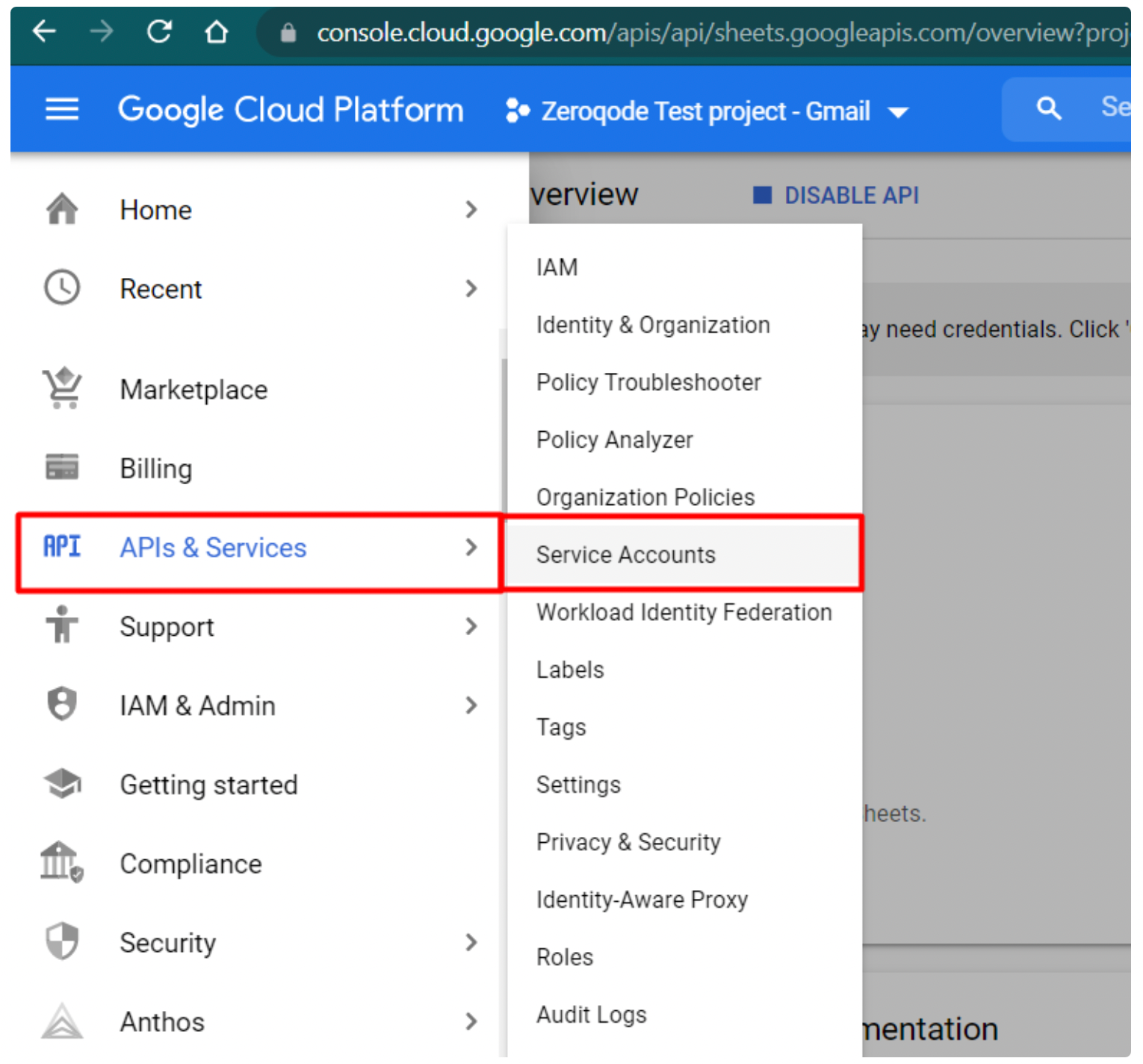 Obtaining Google service account keys
