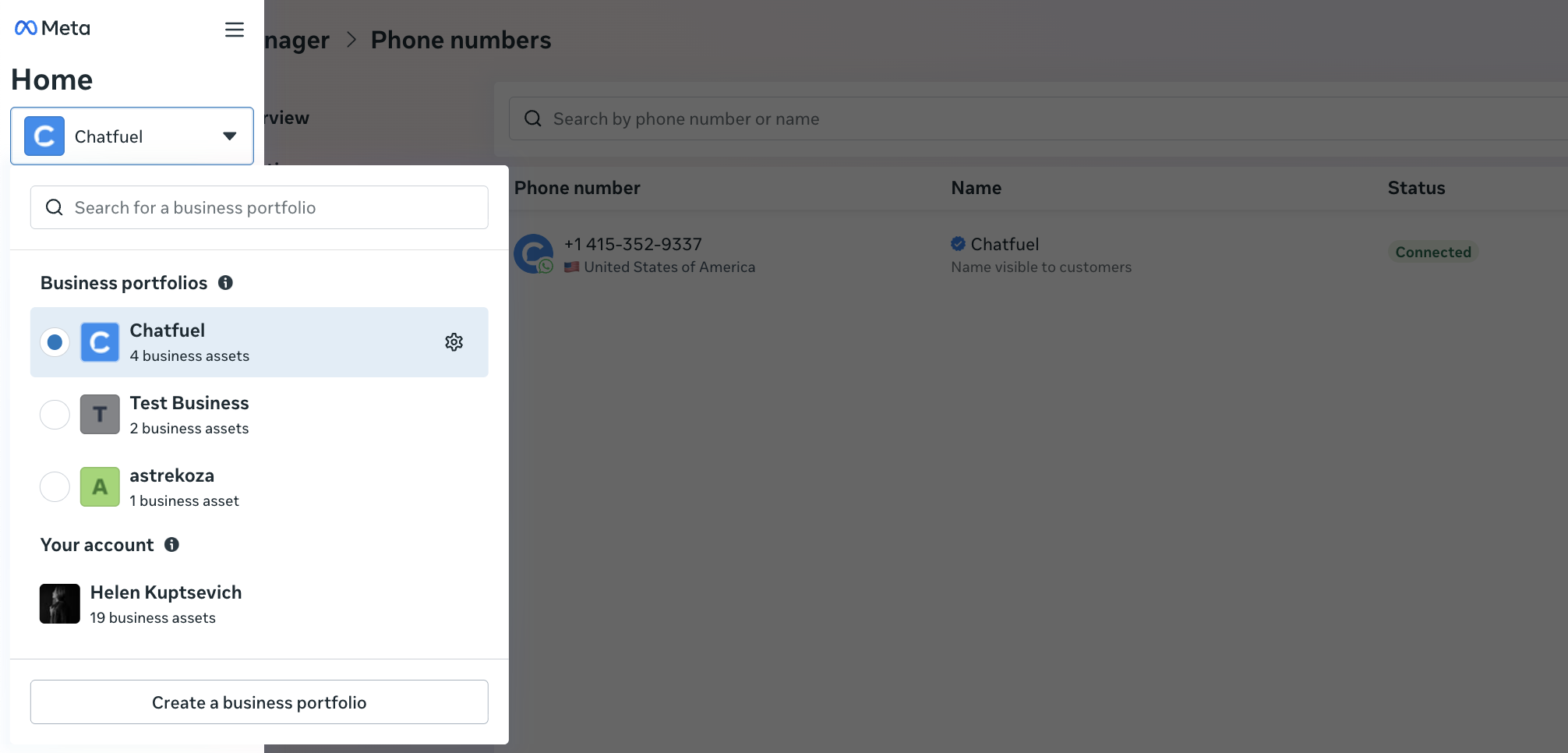 Check each portfolio for your phone number