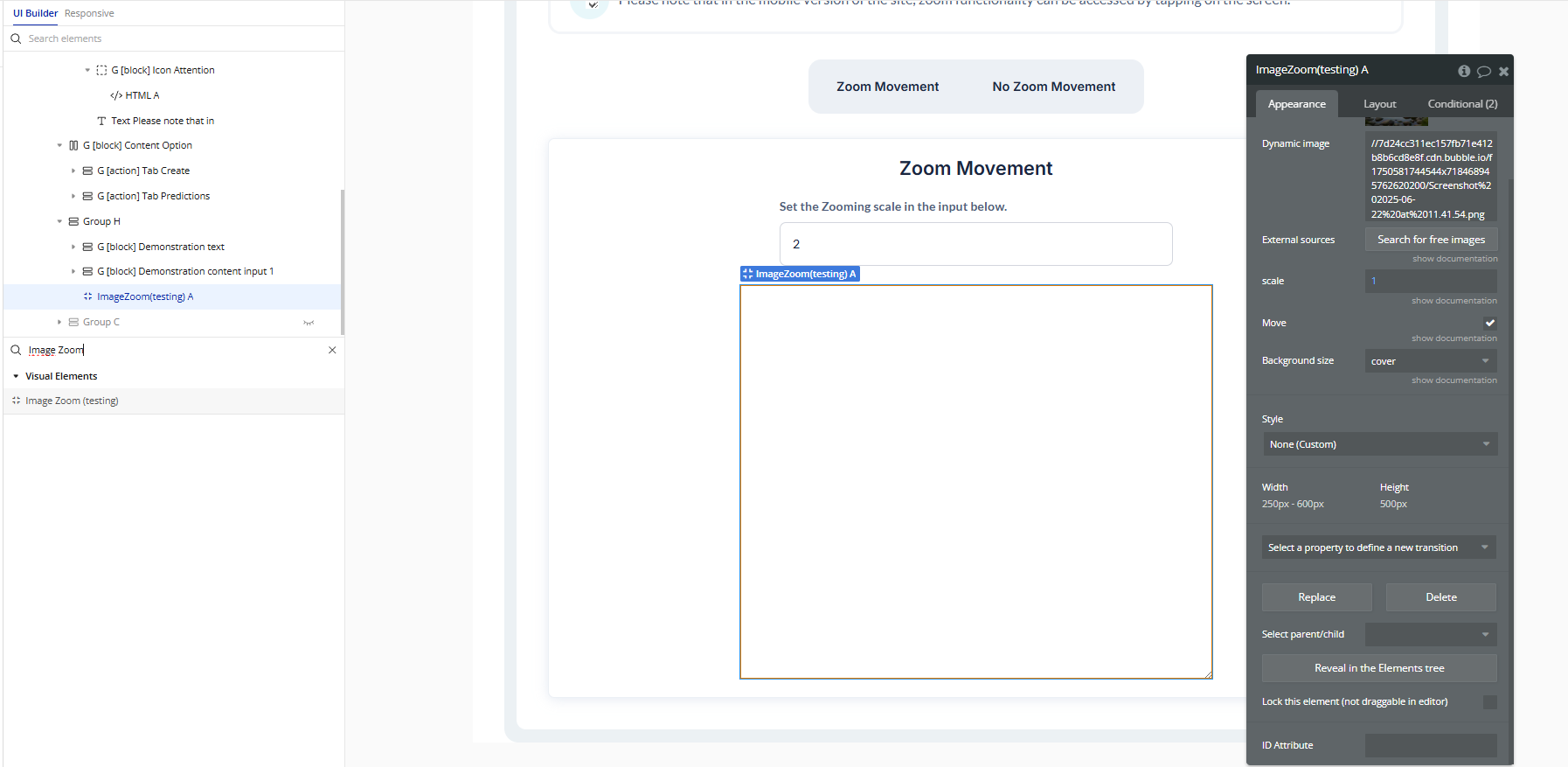 Element → Image Zoom.