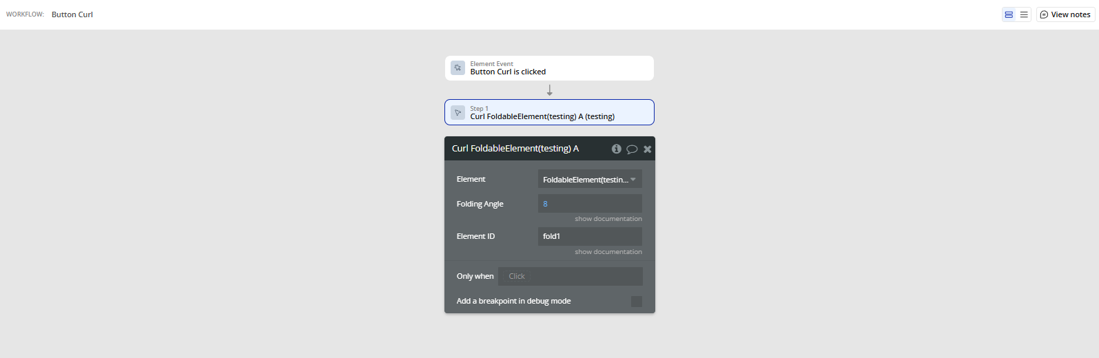 Workflow action → Curl A Foldable.