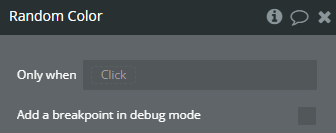 Workflow action → Random Color.