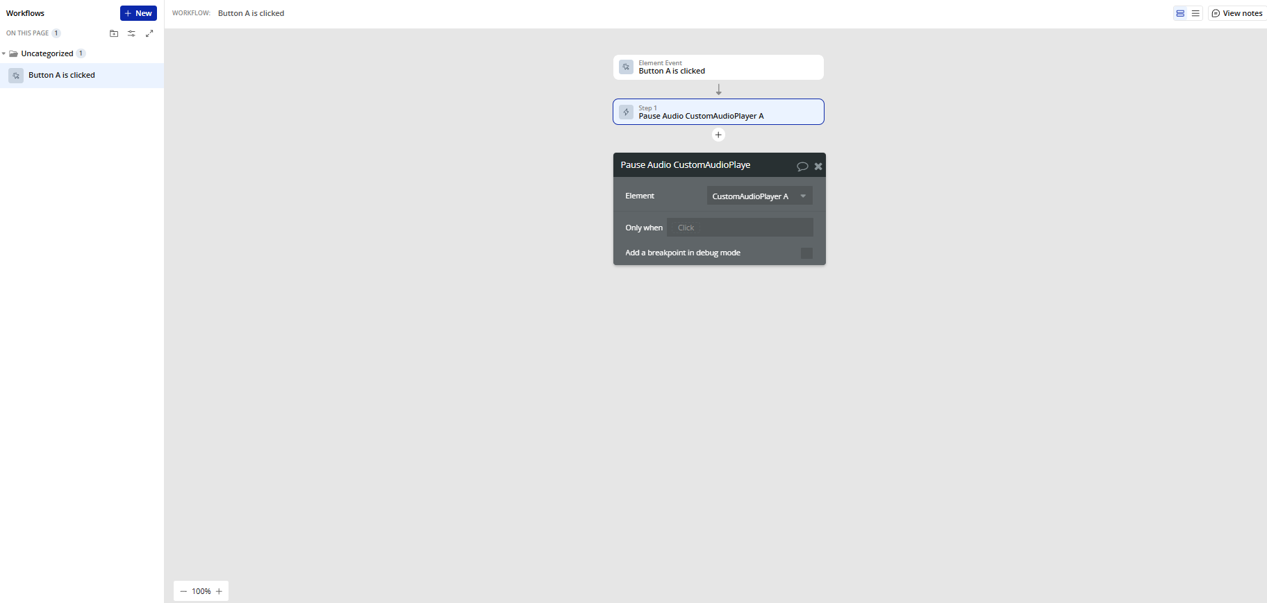 Workflow → Pause Audio.