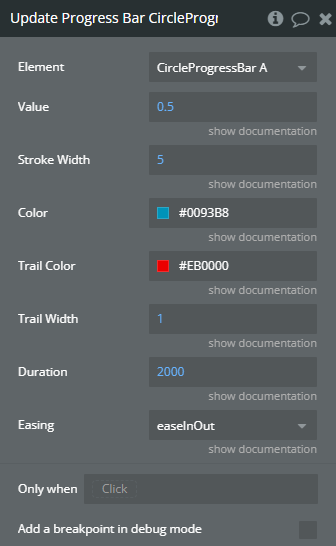 Workflow action → Update Progress Bar.