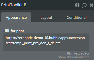 Element properties → Print Toolkit.