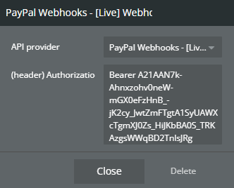 Plugin data → [Live] Webhook List.