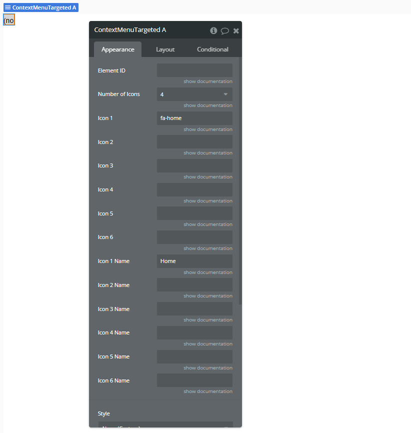 Element → Context Menu Targeted.