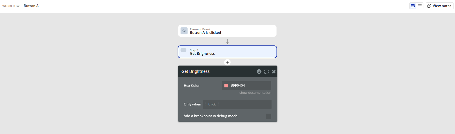 Workflow action → Get Brightness.