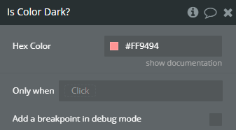 Workflow action → Is Color Dark?.