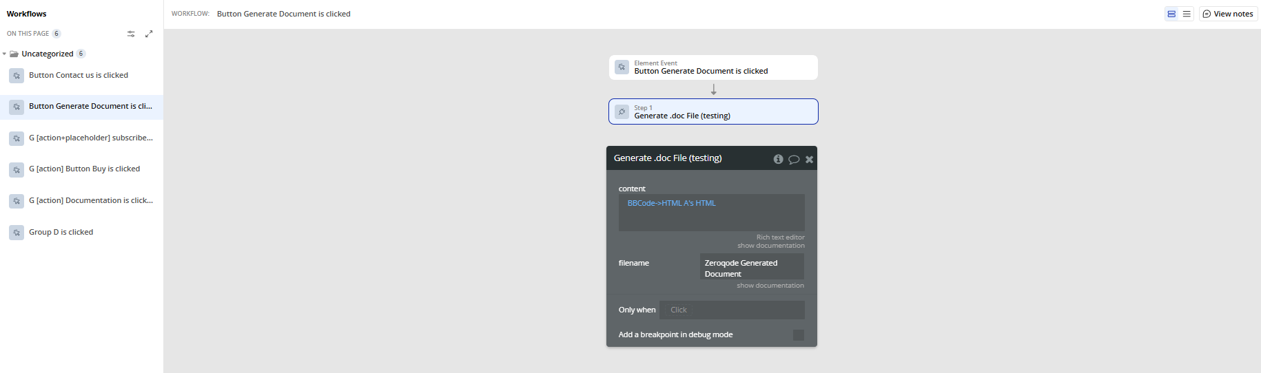 Workflow → Generate .doc File.