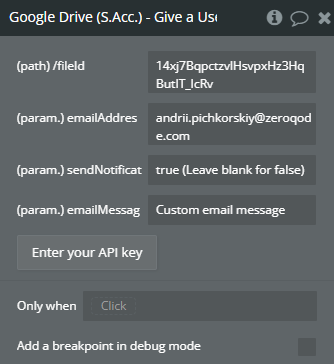 Plugin action → Give a User Permission (Read).