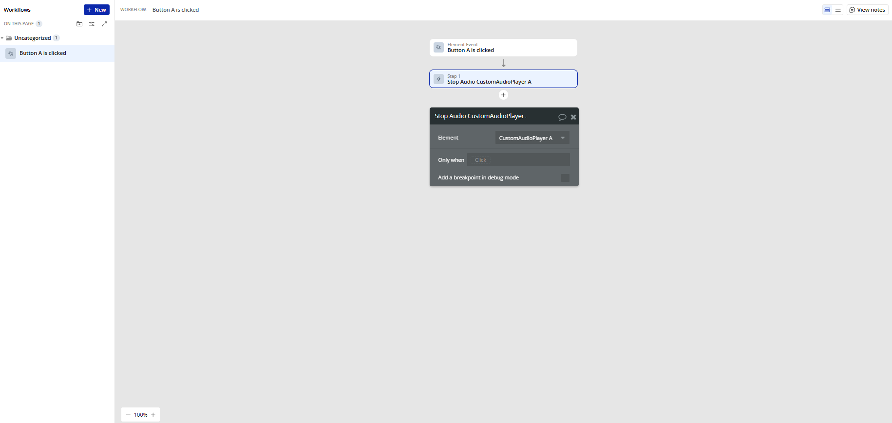 Workflow → Stop Audio.