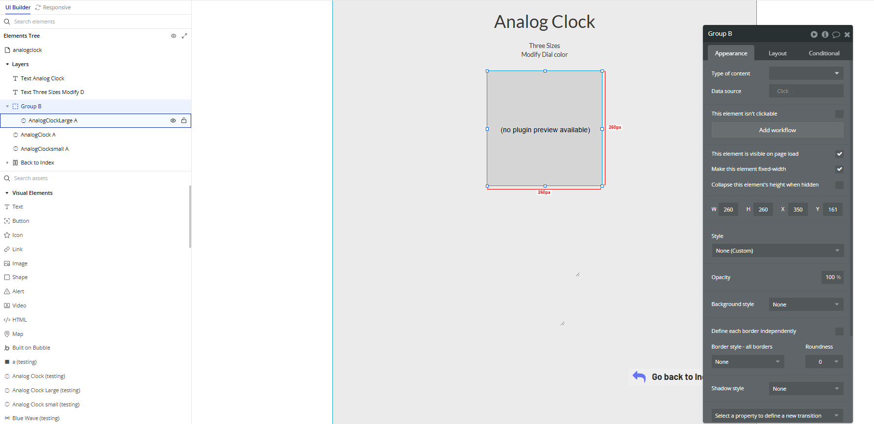 Element → Analog Clock Large.