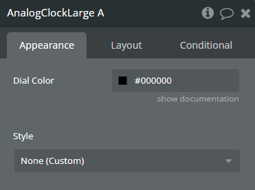 Element Properties → Analog Clock Large.