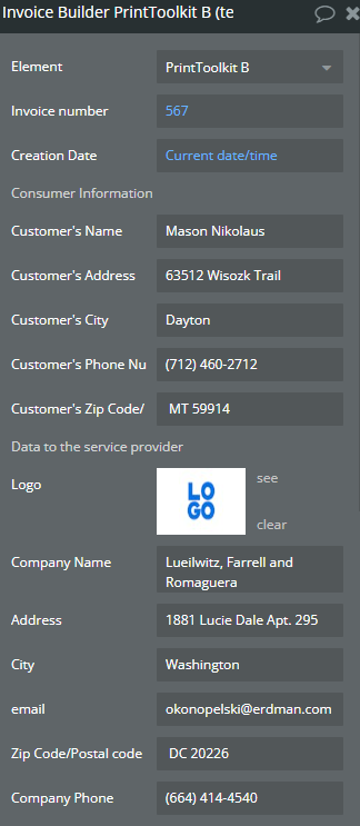Workflow action → Invoice Builder Part 1/2.