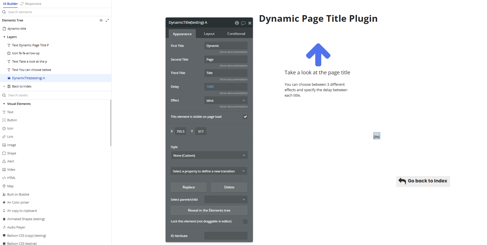 Element → Dynamic Title.