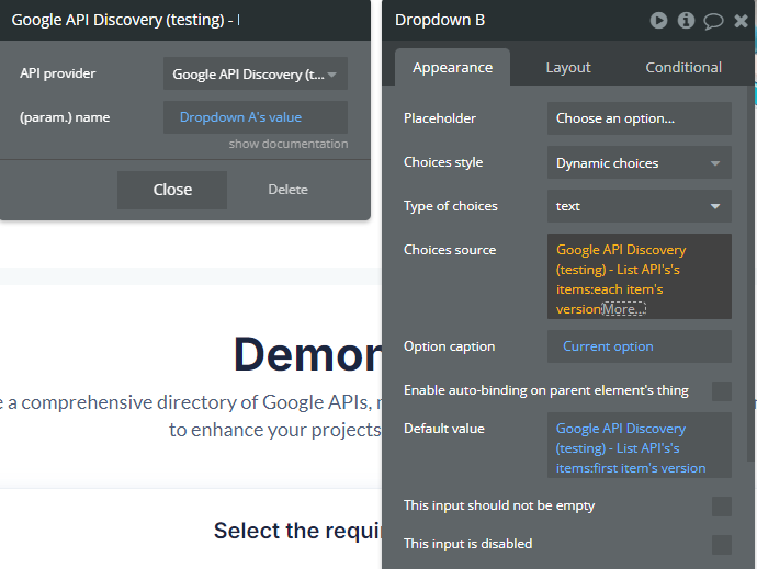 Element → Dropdown.