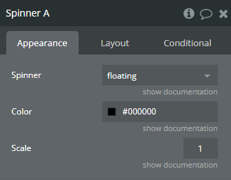 Element properties → Spinner.