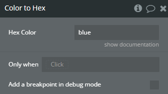 Workflow action → Color to Hex.