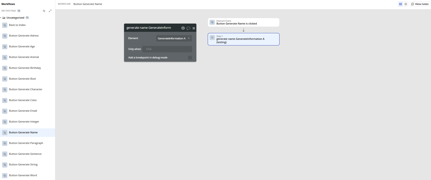 Workflow action → Generate Name.