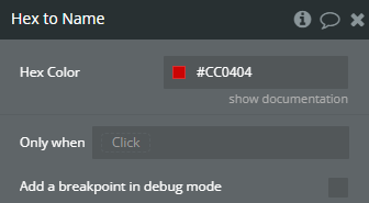 Workflow action → Hex to Name.